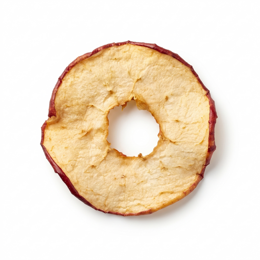 Dried apple slice on a white background