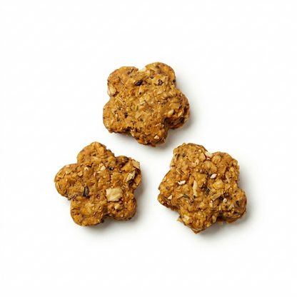 Three cat treats on a white background