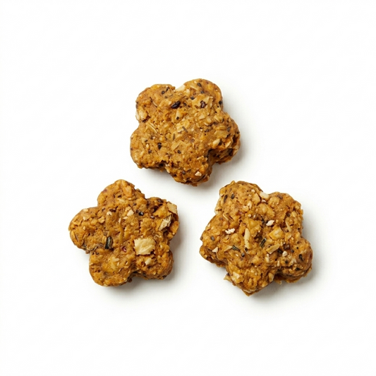 Three cat treats on a white background