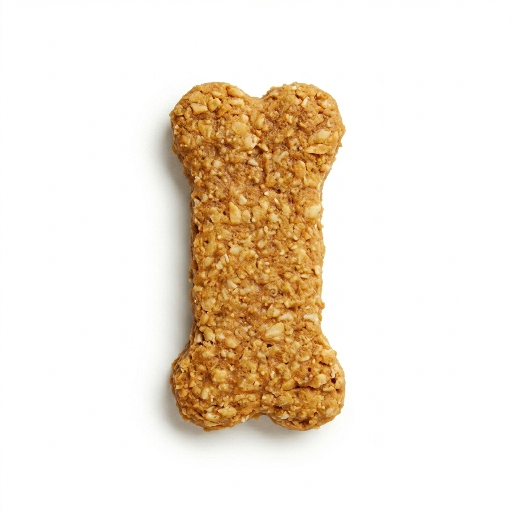 Dog bone-shaped treat on a white background