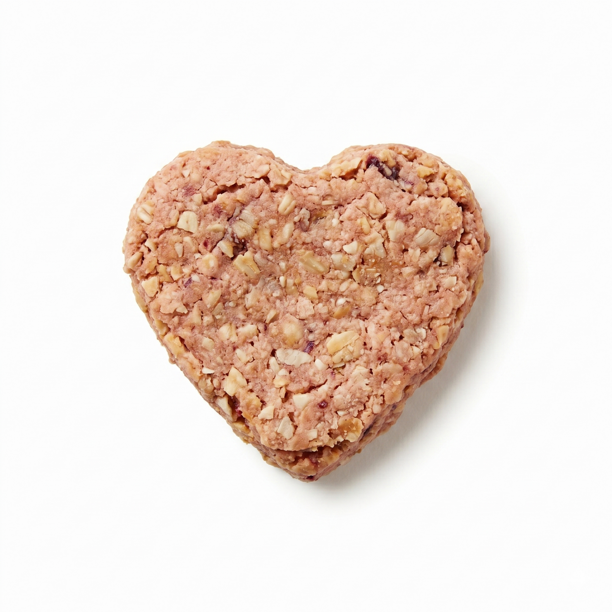 Heart-shaped dog treat on a white background
